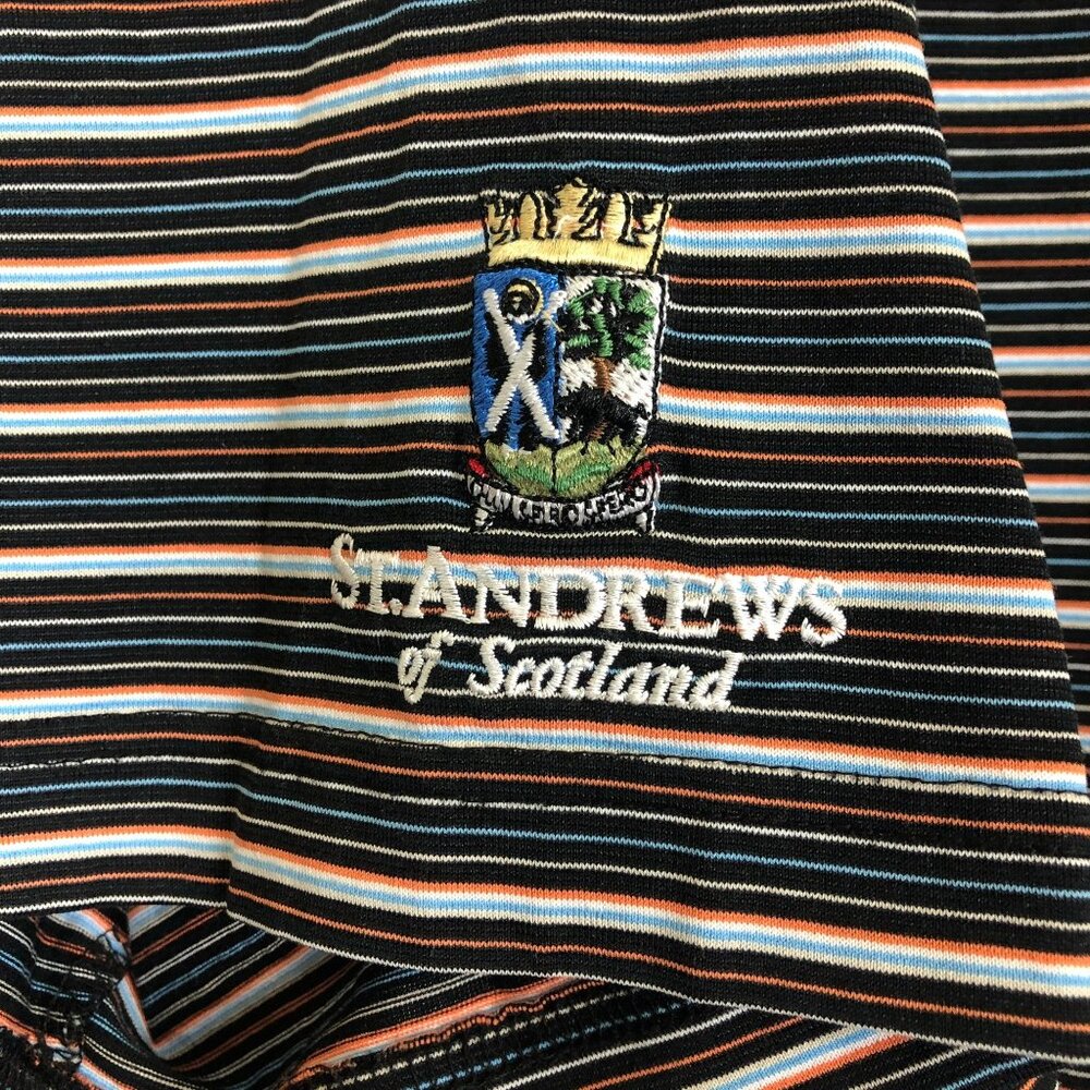 St. Andrews of Scotland Men's Golf Polo Shirt Sz Large Short Sleeve Striped Blue - Picture 9 of 10